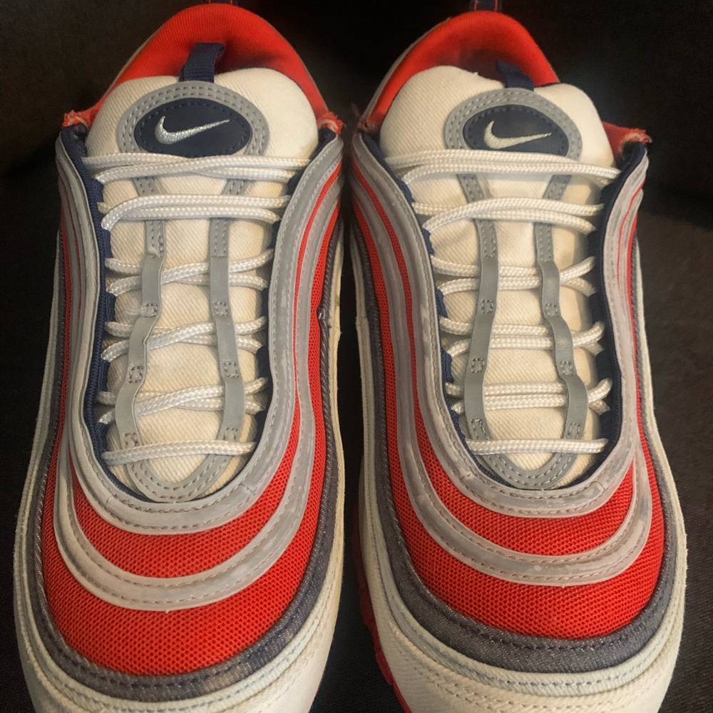 Nike Air Max 97 Red, White, Denim Sneakers
